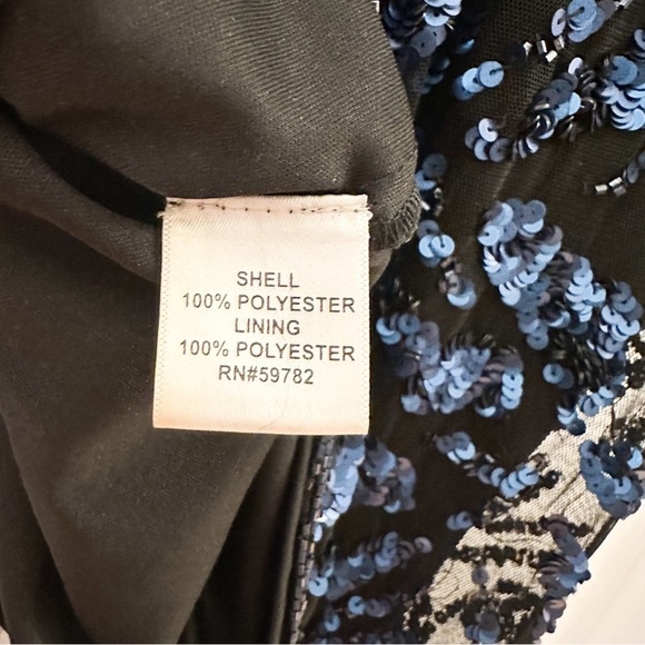 ADRIANNA PAPELL BLUE SEQUIN BEADED MESH SHORT MINI COCKTAIL DRESS 4 - Picture 10 of 10